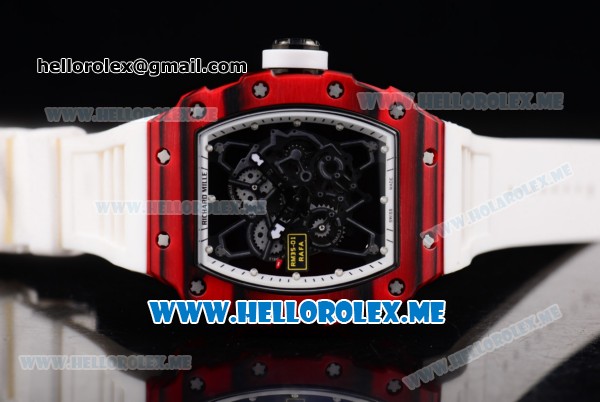 Richard Mille RM 35-01 RAFA Miyota 9015 Automatic PVD Case with Skeleton Dial and White Rubber Strap Dot Markers - Click Image to Close